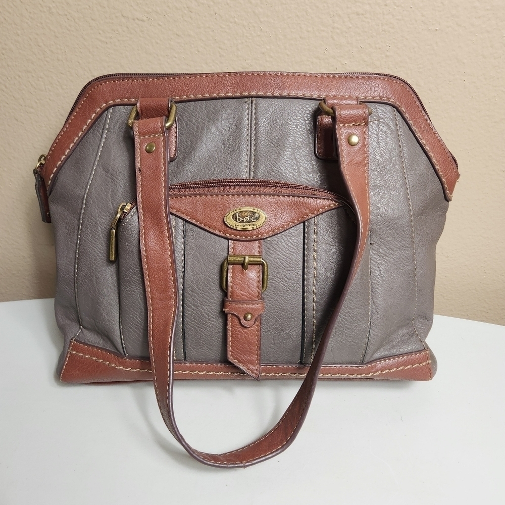 b.o.c Born Vegan Gray/Tan Top Handle Satchel Handbag